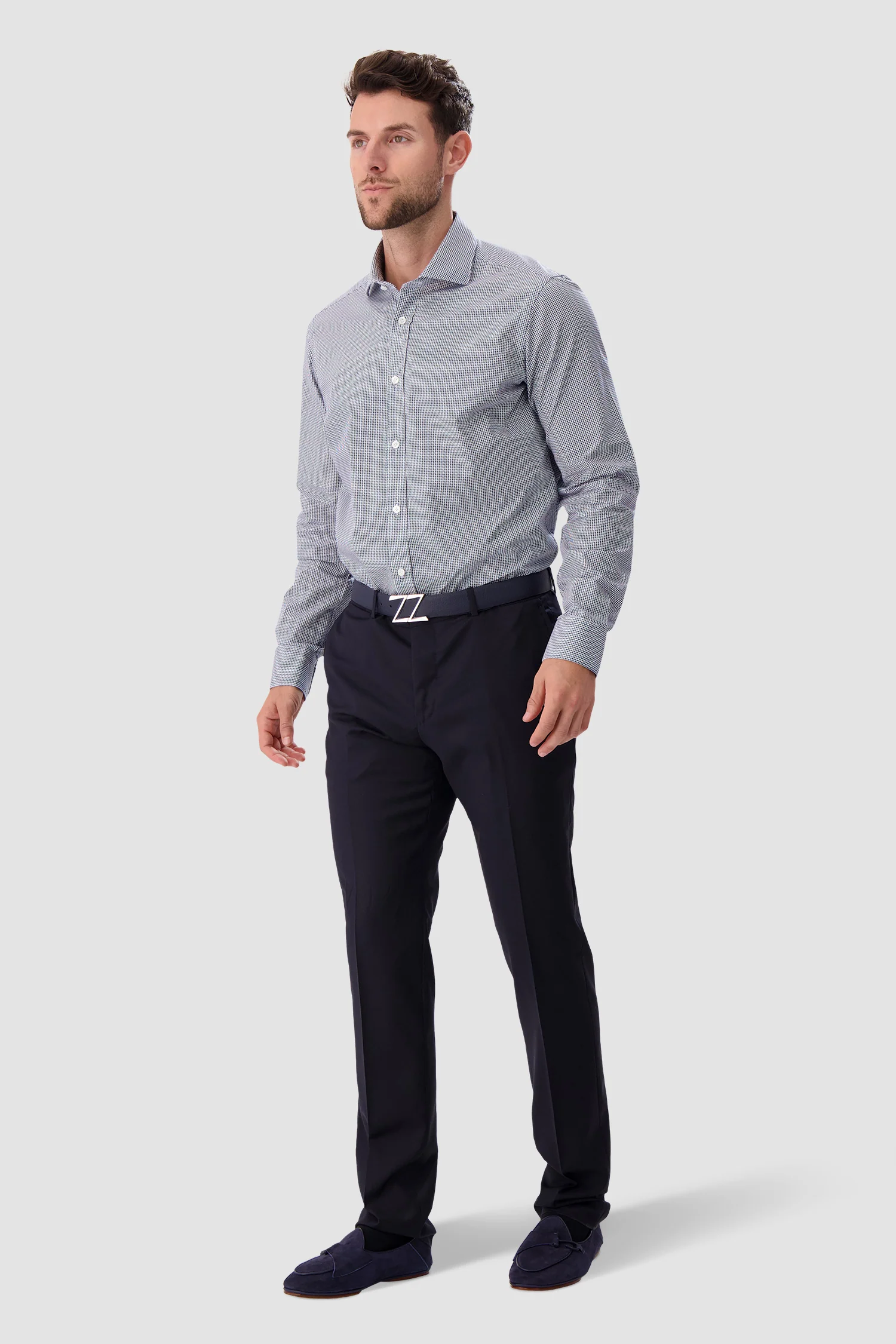 Barba Napoli White/Blue Classic Shirt - Image 4