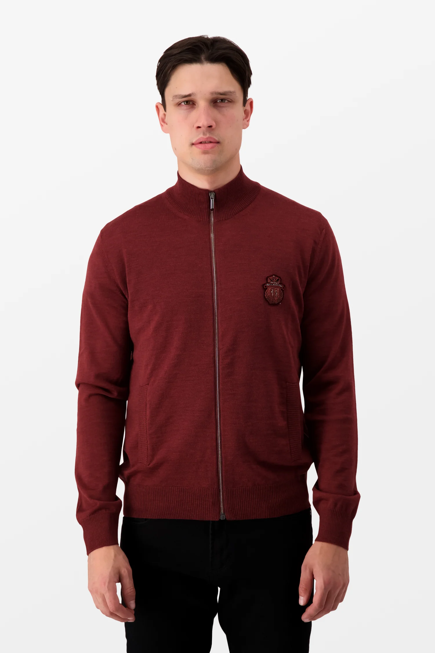 Billionaire Bordeaux Full Zip Crest Pullover - Image 3