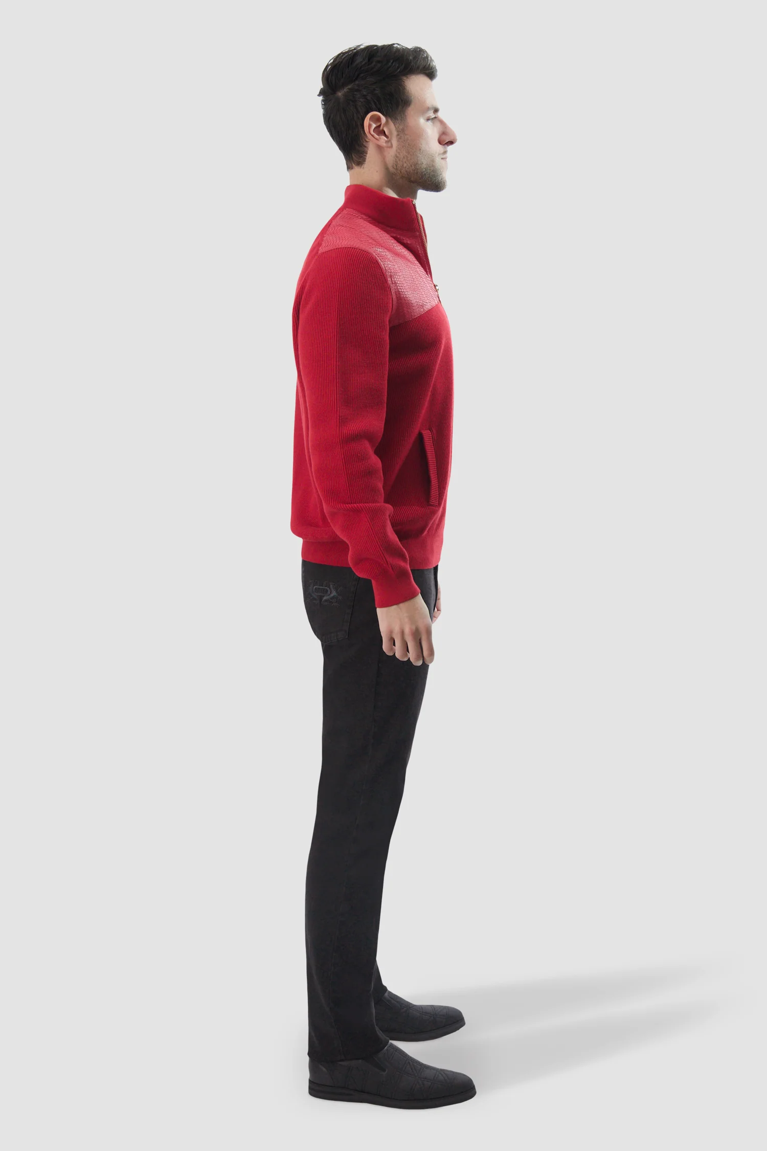 Billionaire Red Mock Zip Luxury Pullover - Image 3