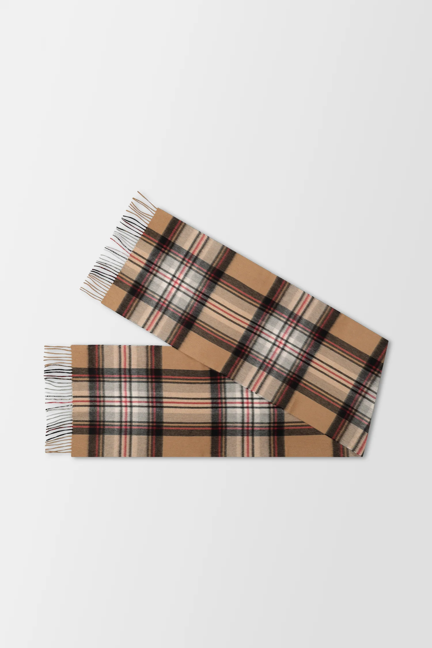 Joshua Ellis Camel Stewart Ripple Tartan Scarf - Image 3