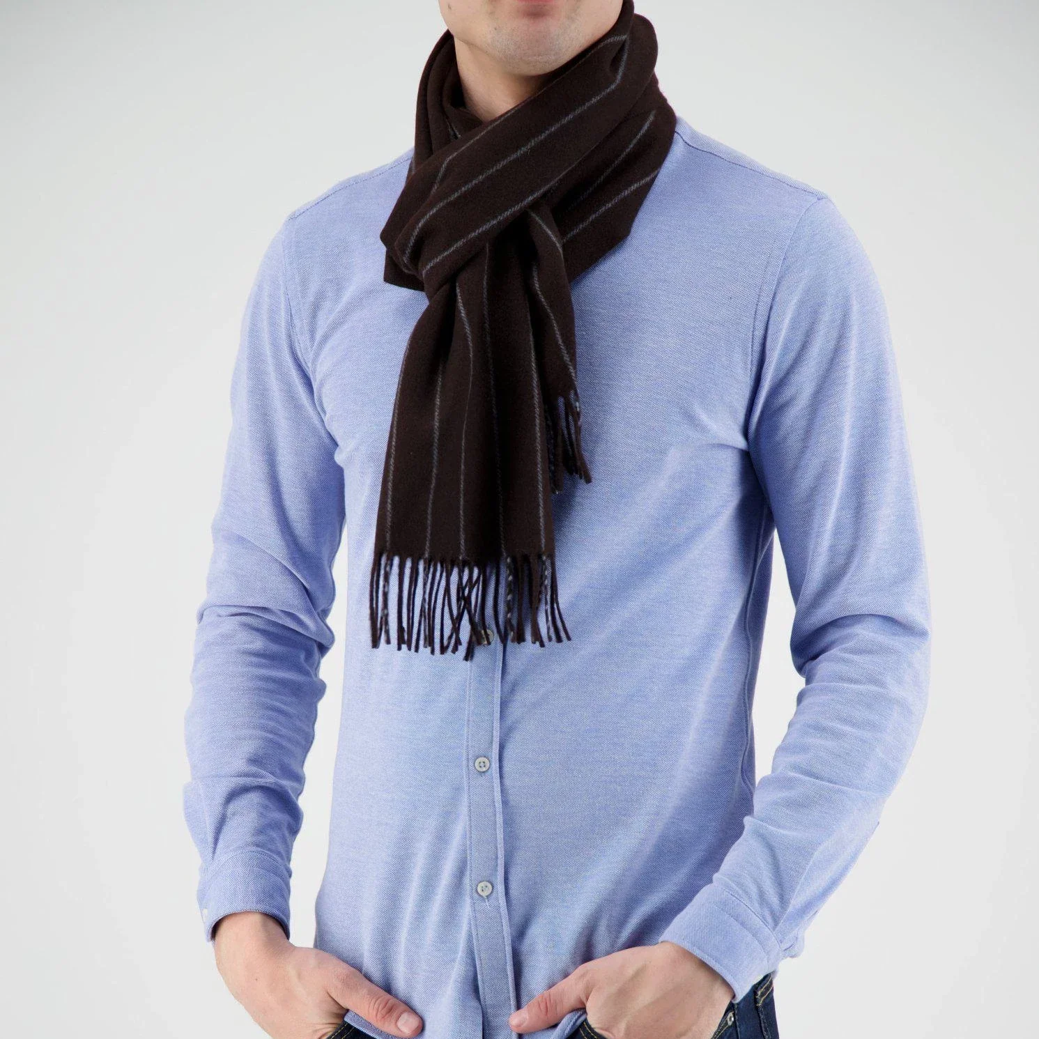 Joshua Ellis Dark Brown Scarf - Image 5