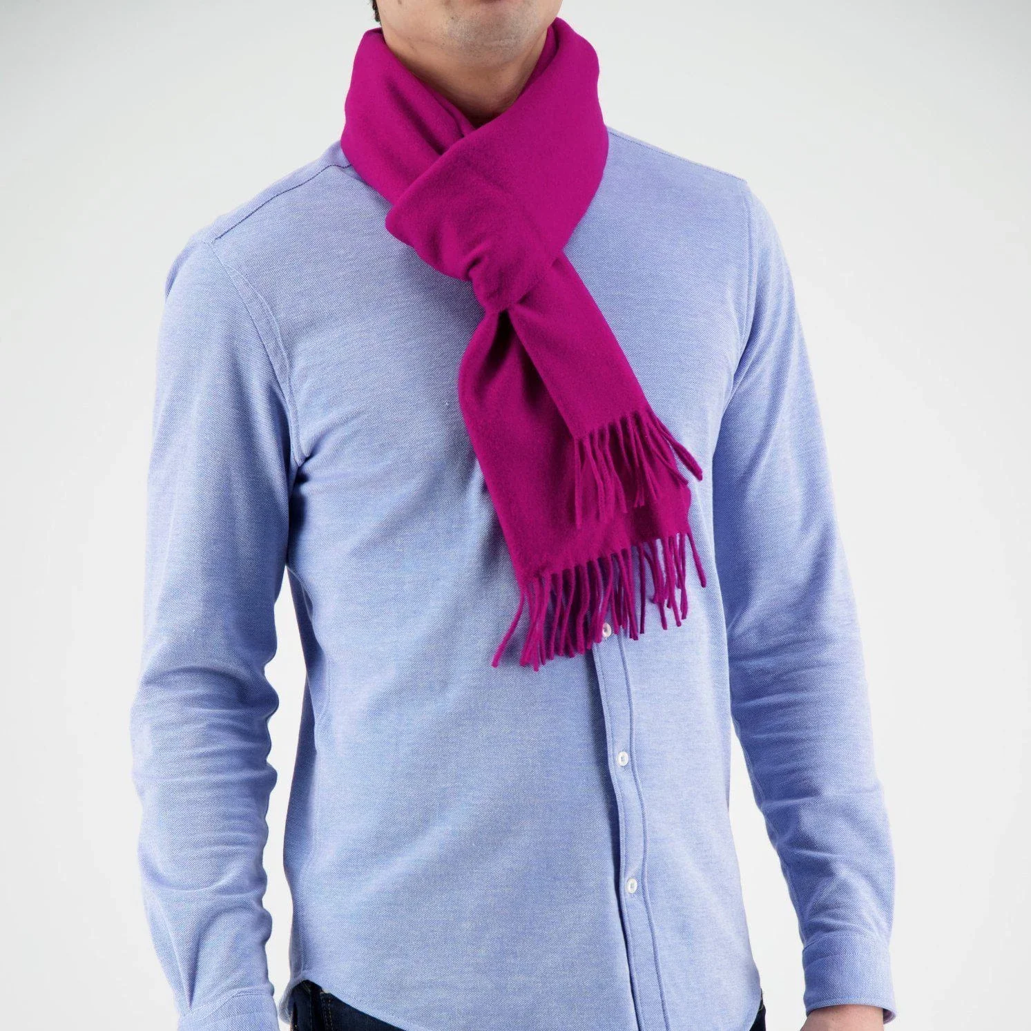 Joshua Ellis Fuchsia Classic Tassel Hem Scarf - Image 5