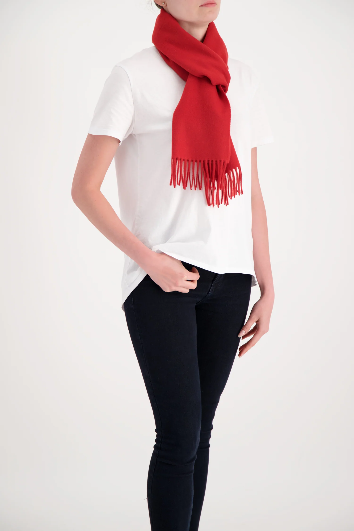 Joshua Ellis Scarlet Classic Plain Scarf - Image 4
