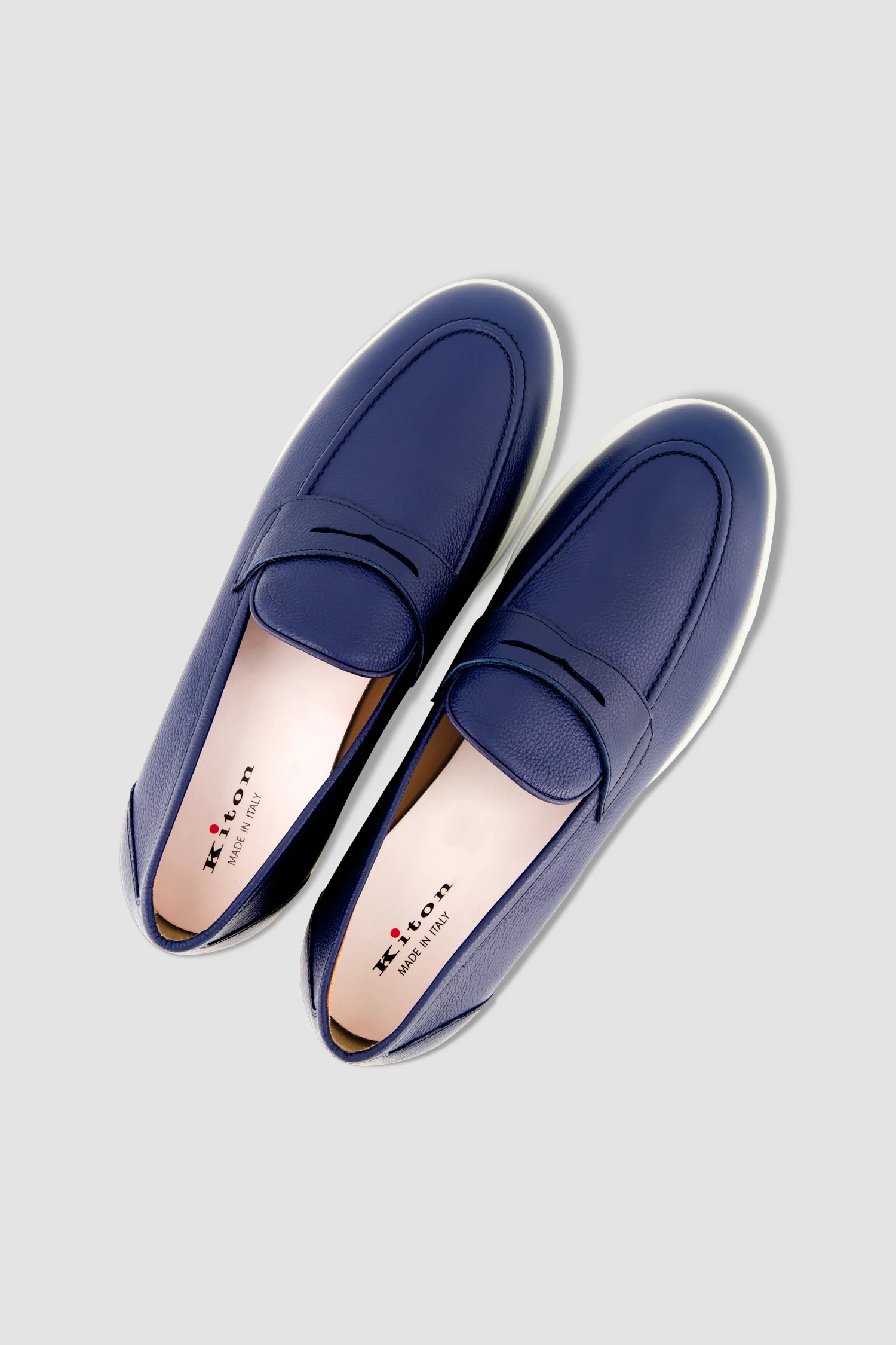 Kiton Blue Leather Loafers - Image 9