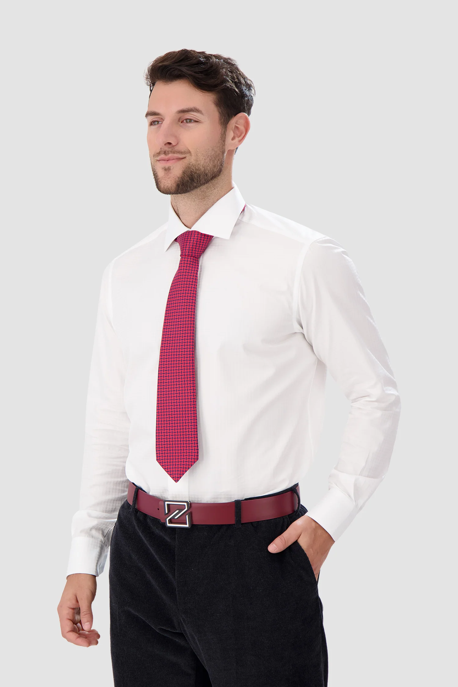 Kiton Red/Navy Silk Tie - Image 3