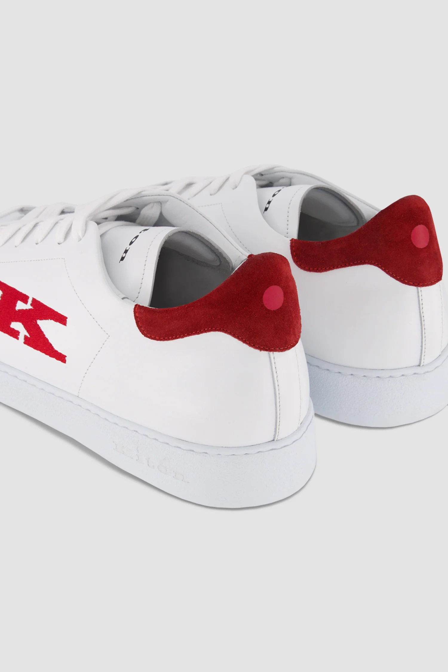 Kiton White/Red Calfskin Sneakers - Image 5