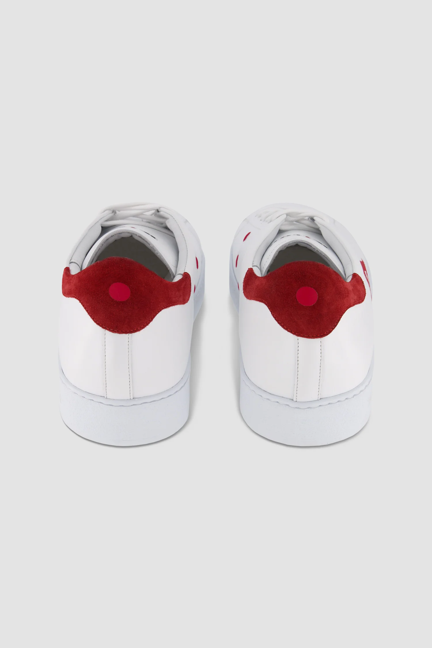 Kiton White/Red Calfskin Sneakers - Image 6