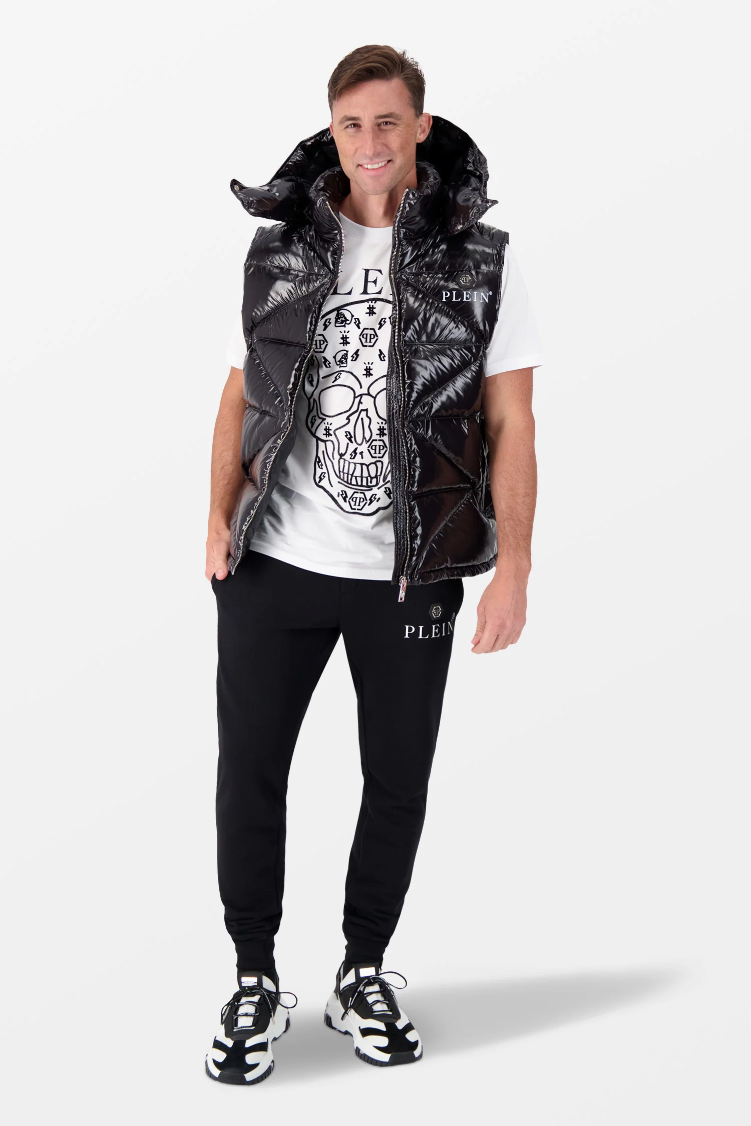 Philipp Plein Black Sleeveless Quilted Down jacket Hexagon - Image 4