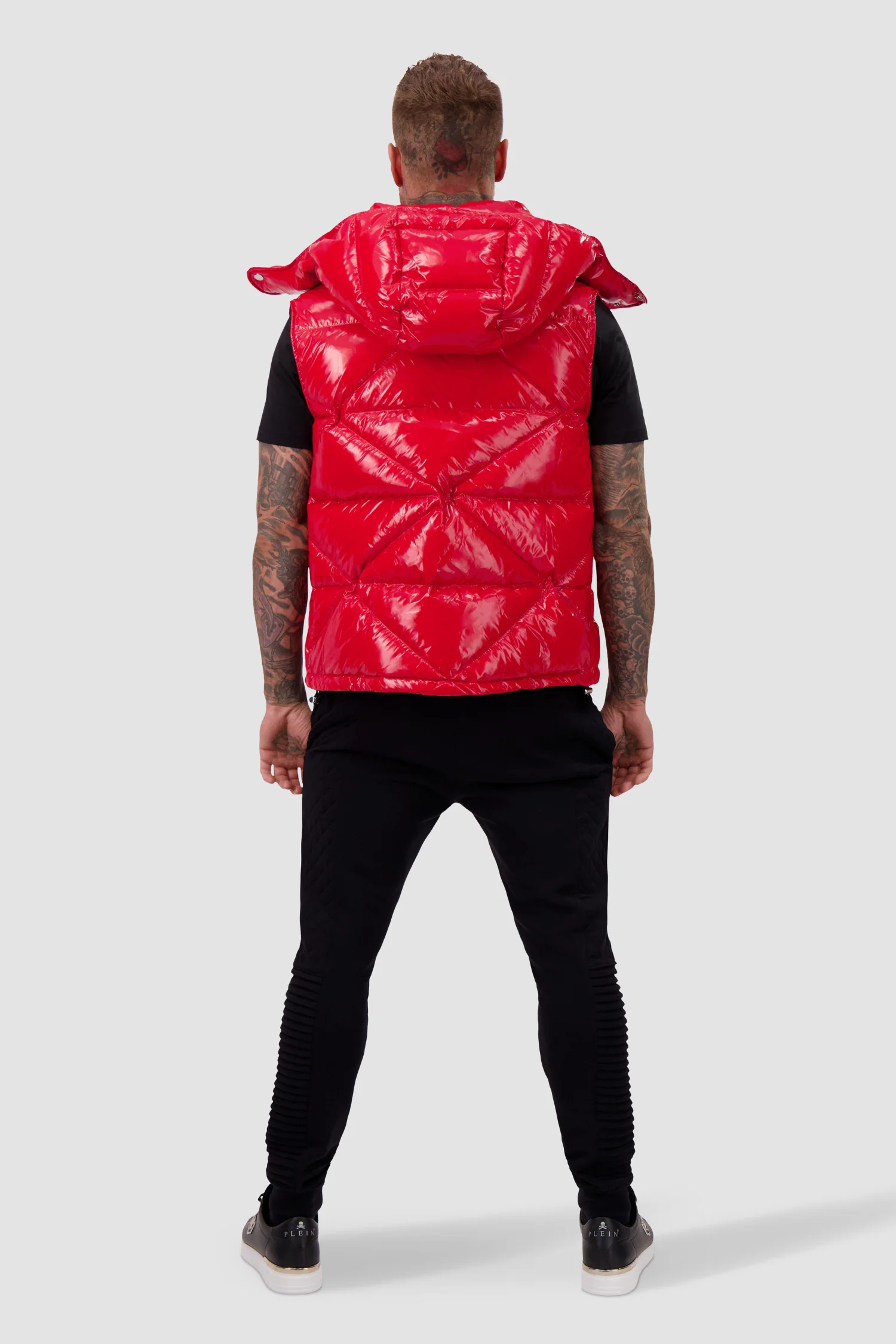 Philipp Plein Red Sleeveless Quilted Down jacket Hexagon - Image 3