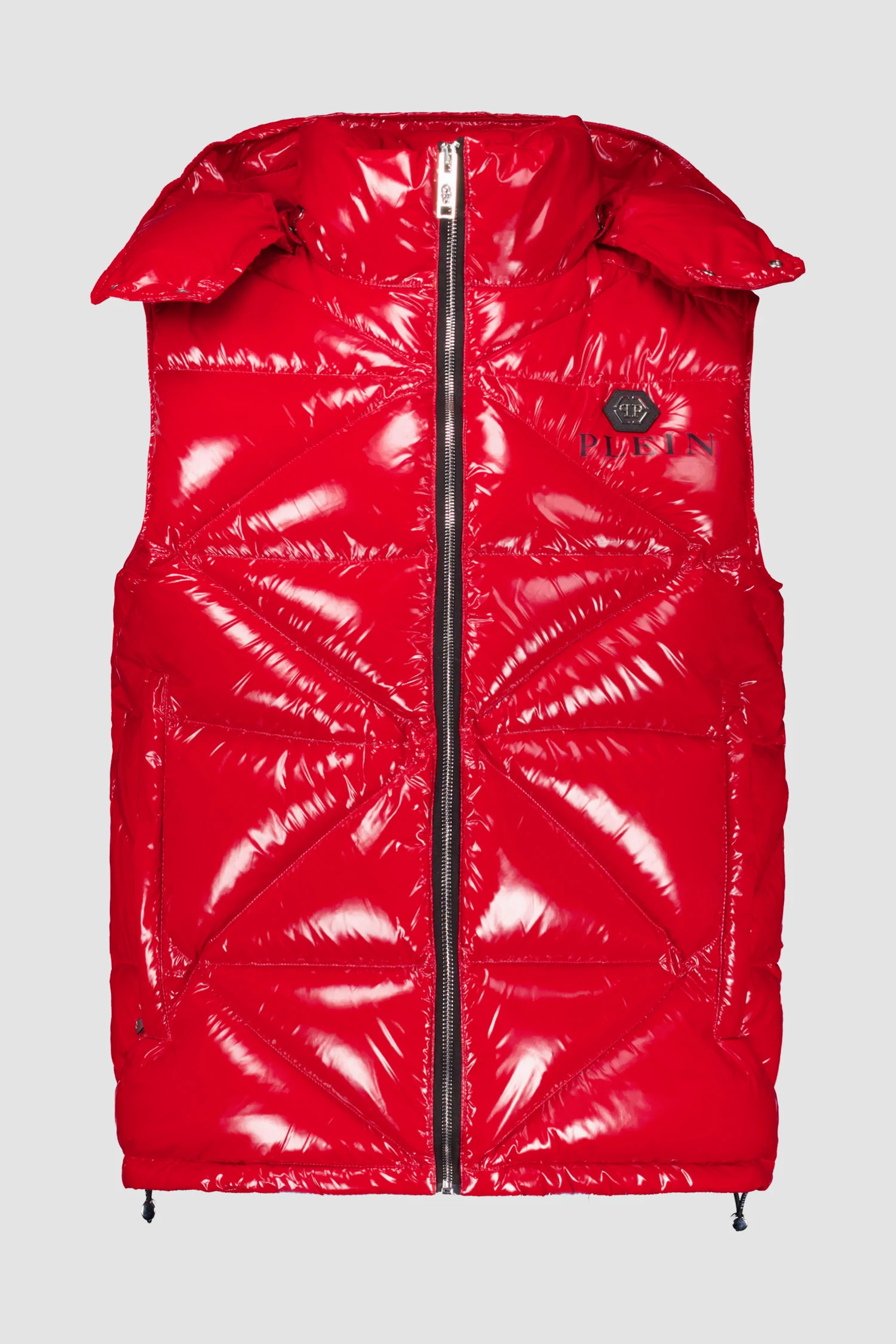 Philipp Plein Red Sleeveless Quilted Down jacket Hexagon - Image 5
