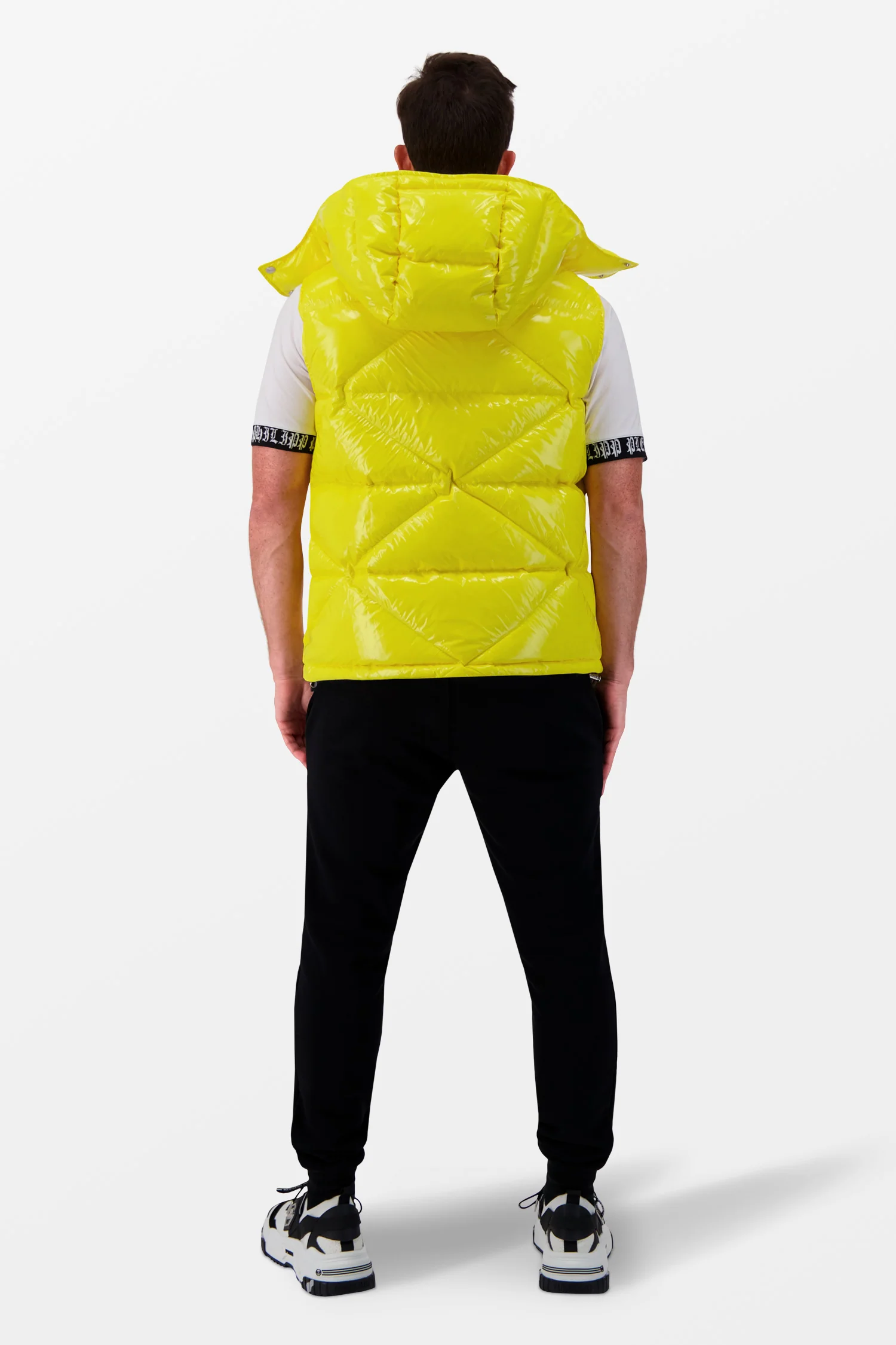 Philipp Plein Yellow Sleeveless Quilted Down jacket Hexagon - Image 4