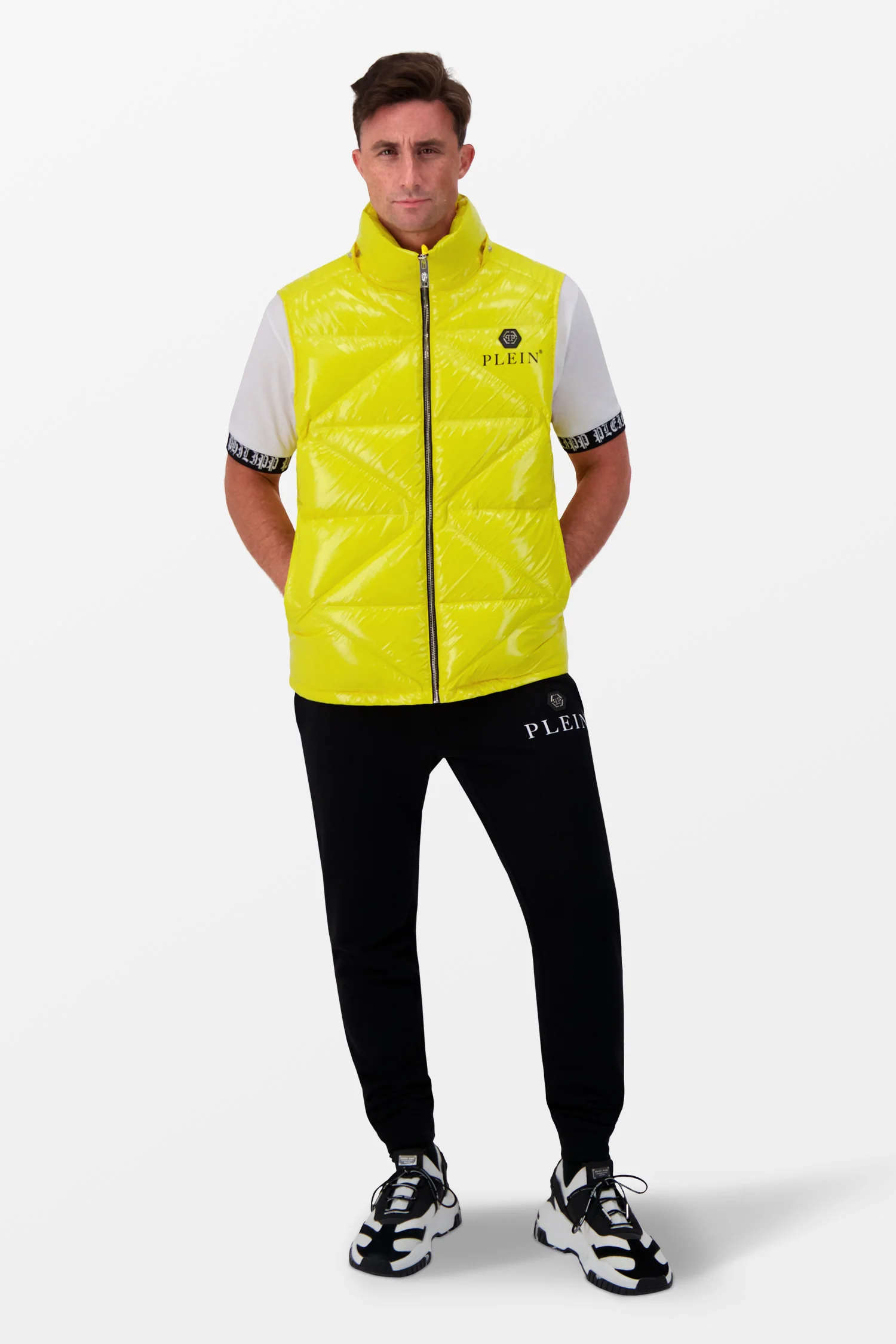 Philipp Plein Yellow Sleeveless Quilted Down jacket Hexagon - Image 5