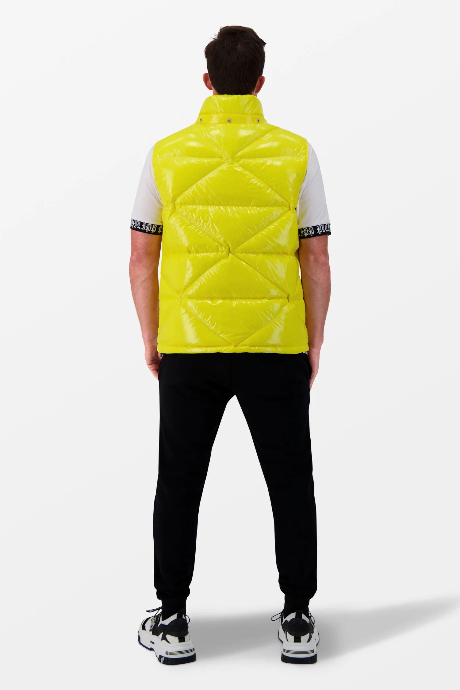 Philipp Plein Yellow Sleeveless Quilted Down jacket Hexagon - Image 6
