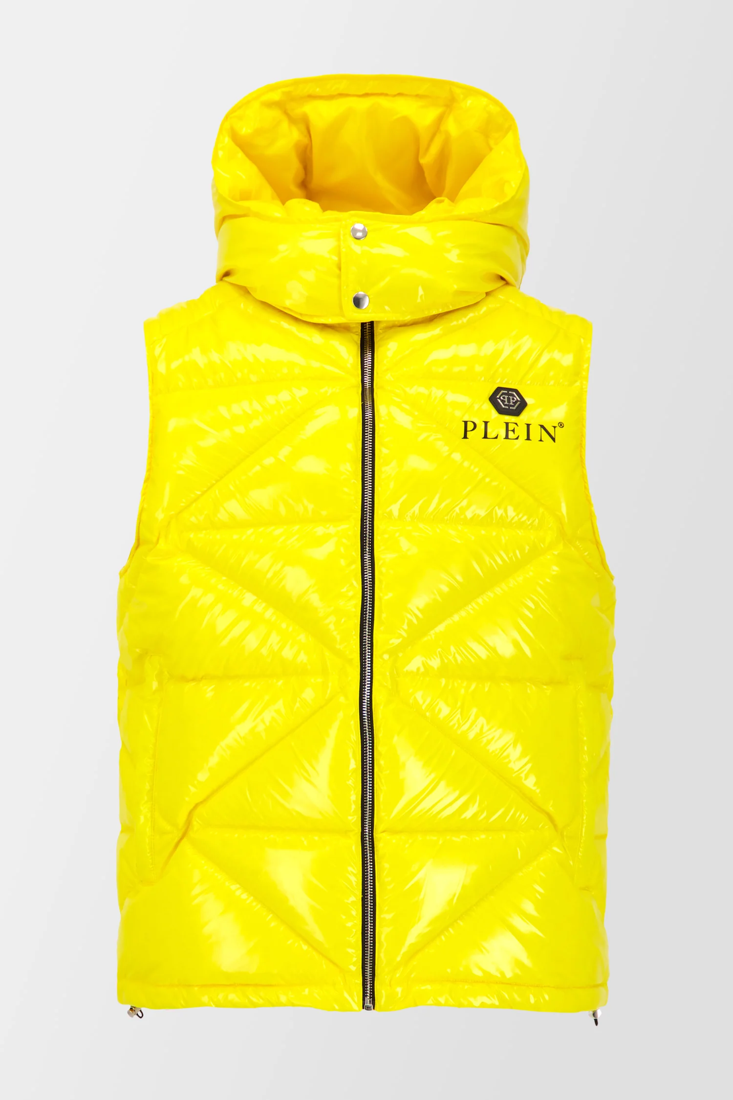 Philipp Plein Yellow Sleeveless Quilted Down jacket Hexagon - Image 8