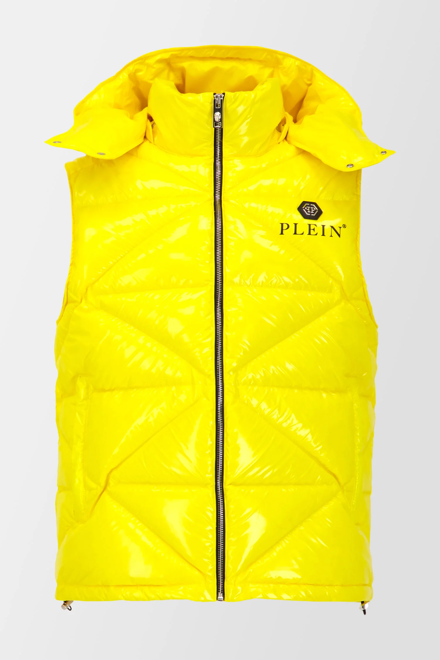 Philipp Plein Yellow Sleeveless Quilted Down jacket Hexagon - Image 9