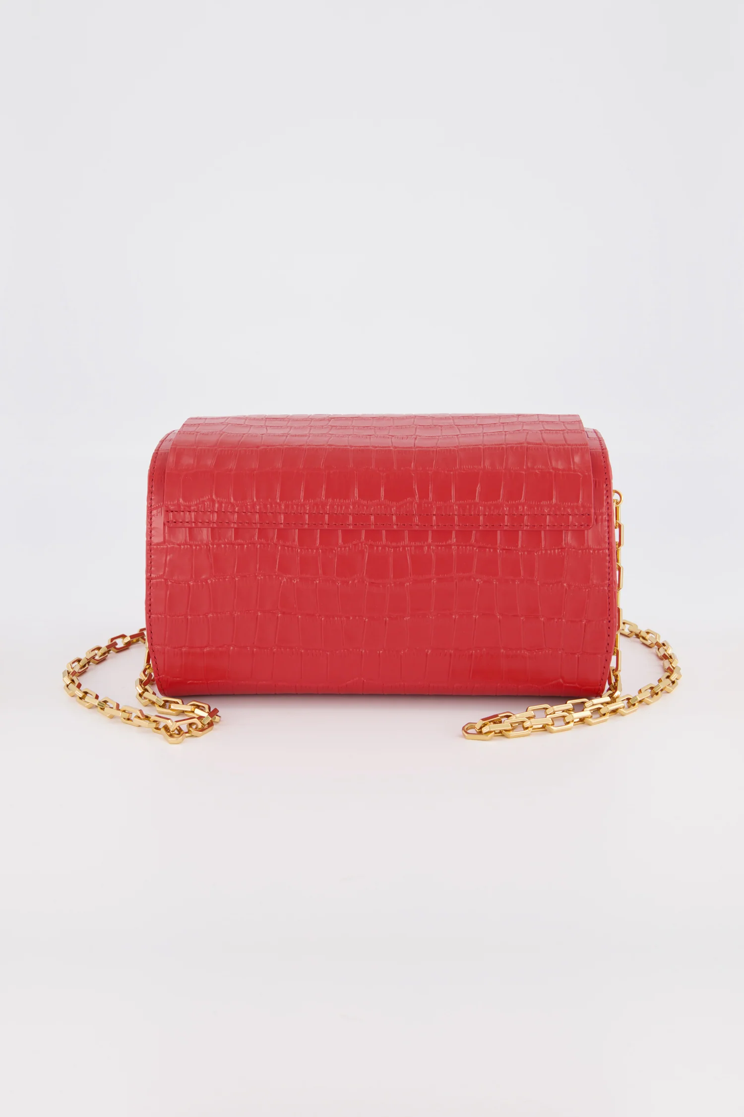 The Volon Red Crocodile Print PO Trunk Bag - Image 4