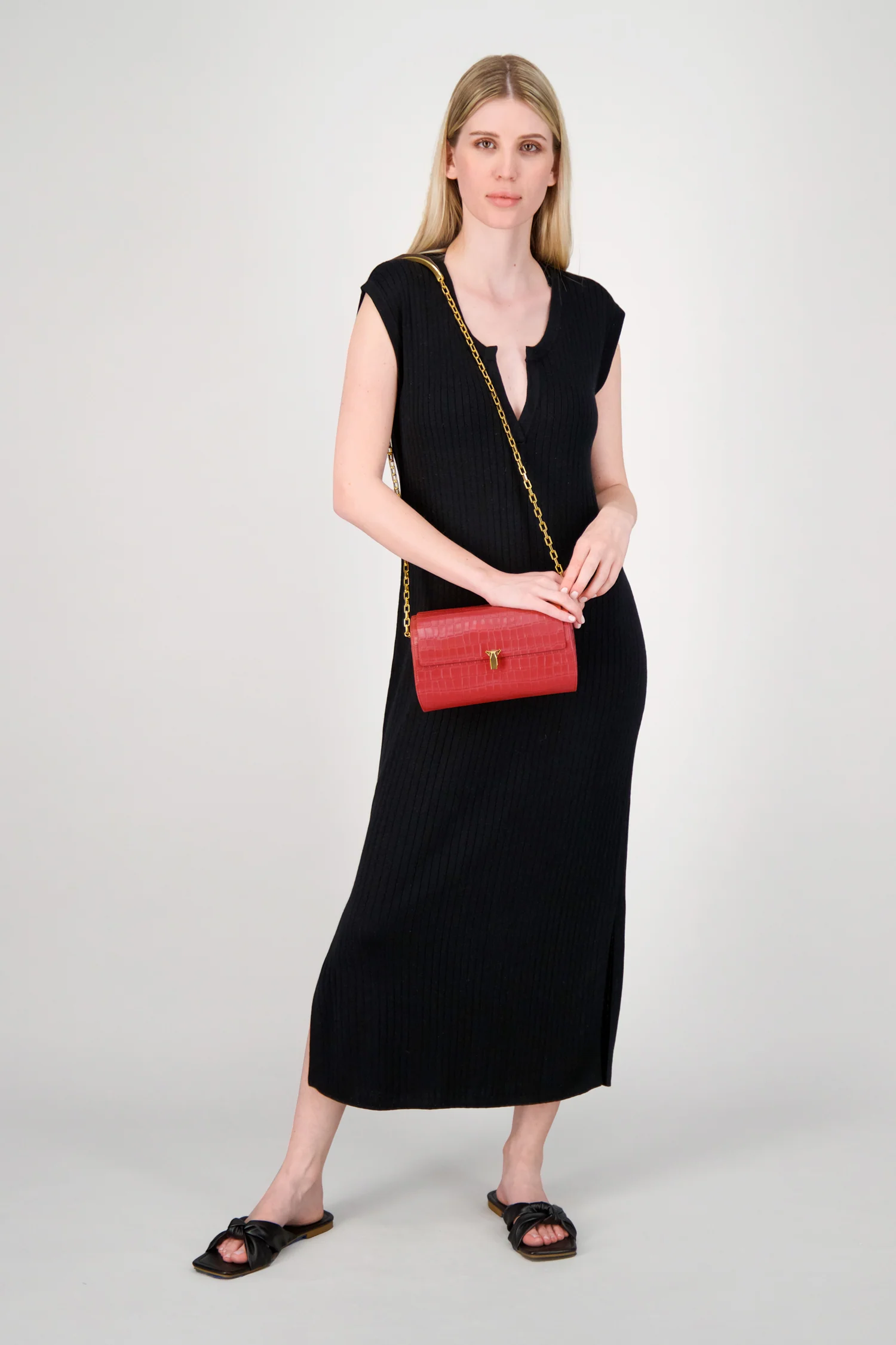 The Volon Red Crocodile Print PO Trunk Bag - Image 5